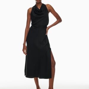 Aritzia Scene Satin Black Halter Dress Sz 10 $148